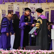 new york, new york   may 18 taylor swift is awarded an honorary doctorate of fine arts degree at the new york university 2022 commencement at yankee stadium on may 18, 2022 in new york city photo by dia dipasupilgetty images