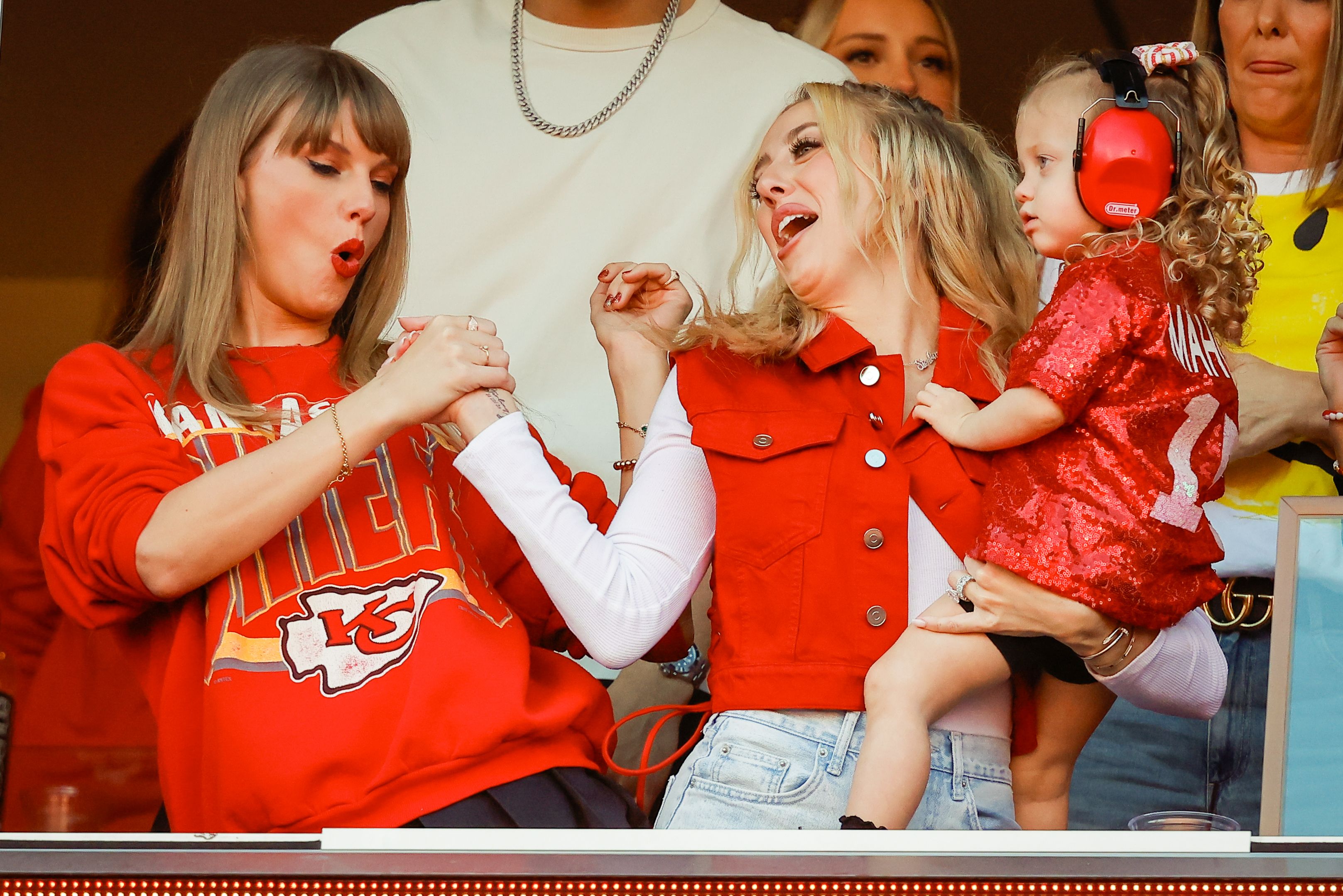 Taylor Swift and Brittany Mahomes Root for Their Guys in Matching