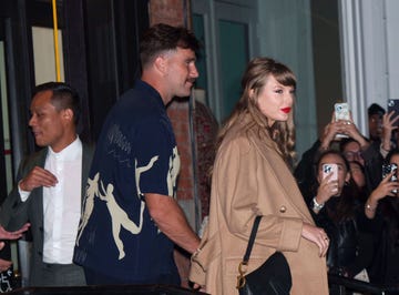 travis kelce and taylor swift in new york city on october 11, 2024