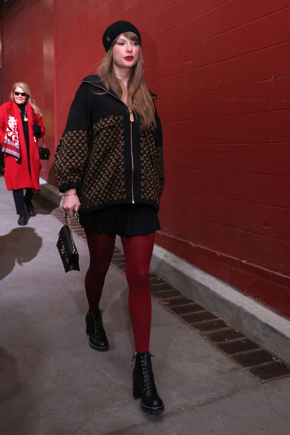 Taylor Swift Made a Bold Appearance in Red Tights Priced At $35