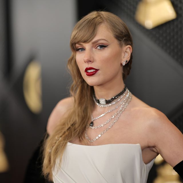 taylor swift on the 2024 grammys red carpet
