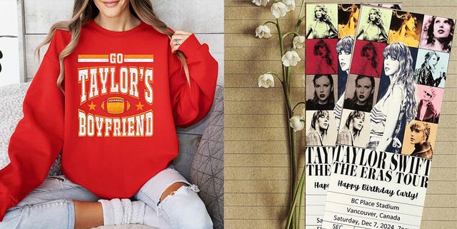 taylor and travis football sweatshirt and custom eras tour tickets souvenir