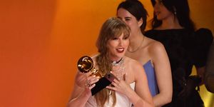 us singer songwriter taylor swift accepts the album of the year award for midnights on stage during the 66th annual grammy awards at the cryptocom arena in los angeles on february 4, 2024 photo by valerie macon afp photo by valerie maconafp via getty images