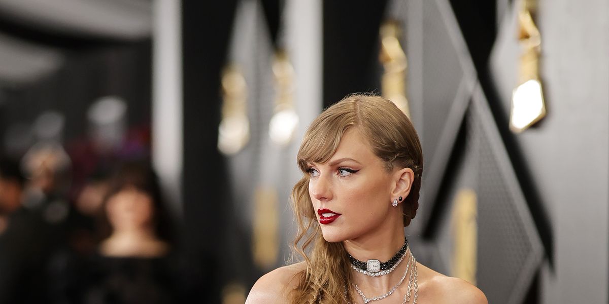 Taylor Swift Wears A Watch Necklace To The 2024 Grammys