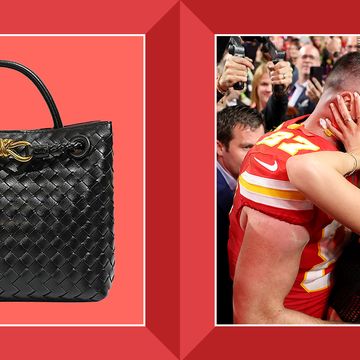 taylor swift and travis kelce kissing, black woven bag