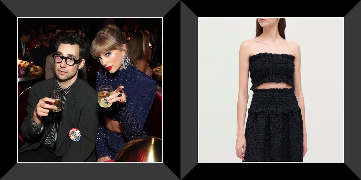 Taylor Swift Wears Black Dress and Plaid Coat for Dinner With