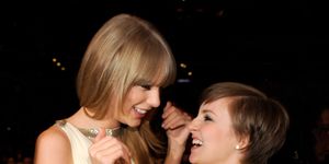 los angeles, ca   february 10  taylor swift and lena dunham attend  the 55th annual grammy awards at staples center on february 10, 2013 in los angeles, california  photo by kevin mazurwireimage
