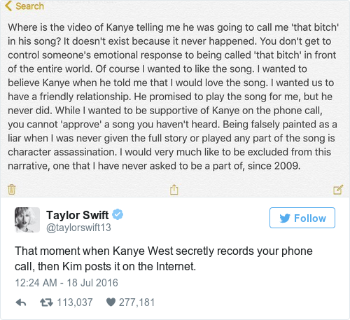 taylor swift excluded narrative note