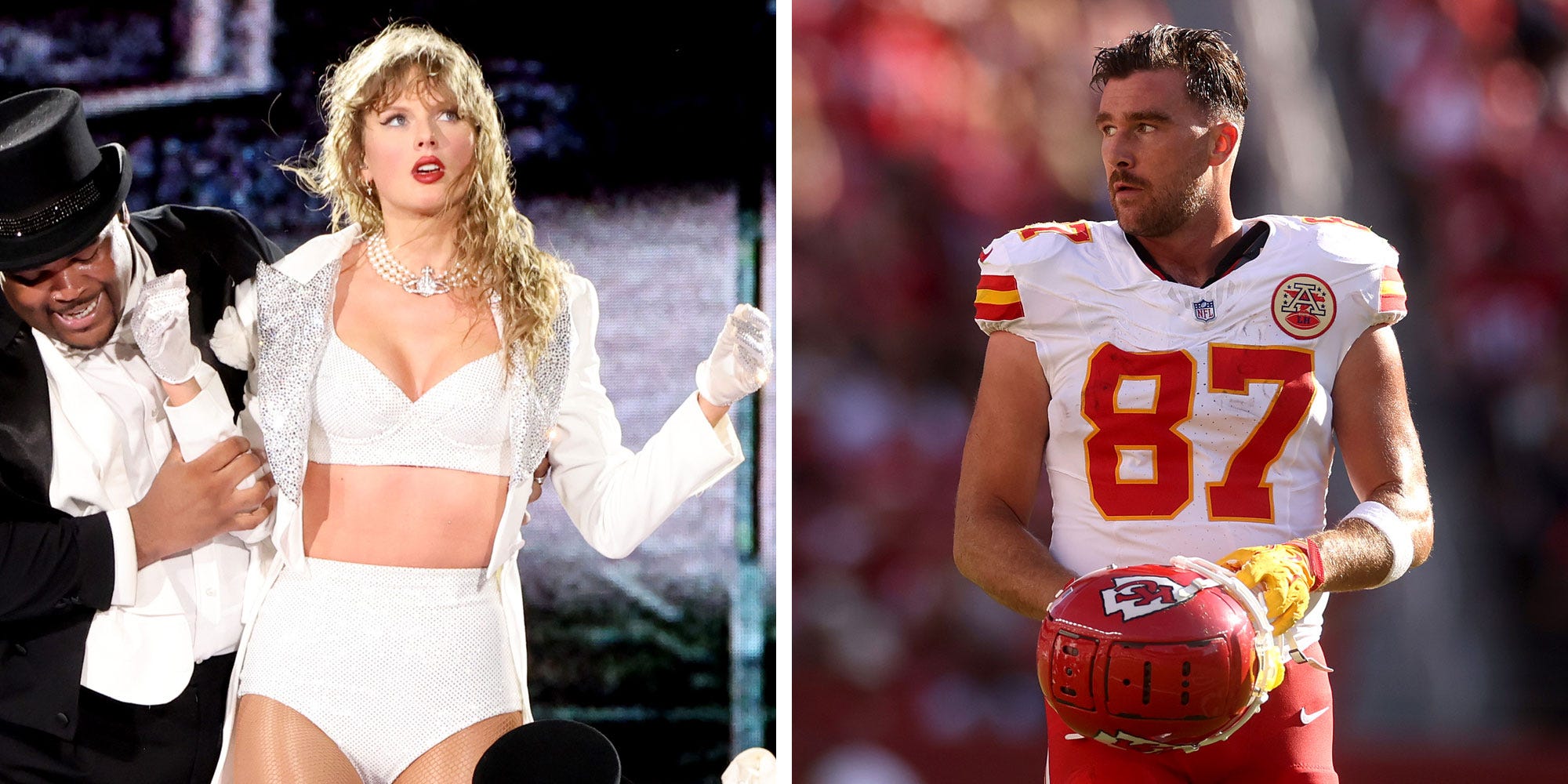 The Kansas City Chiefs player could not attend her weekend concerts, but she still showed her love for him.