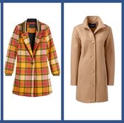 Clothing, Outerwear, Overcoat, Coat, Jacket, Tartan, Plaid, Pattern, Sleeve, Trench coat, 