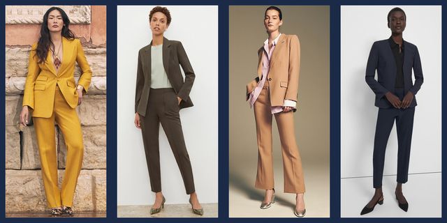 Cream Beige Pantsuit for Women, Blazer Trouser Suit Set for Women
