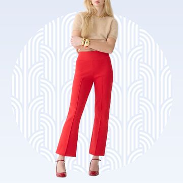 a person in red pants
