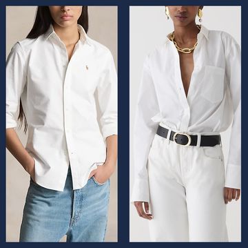 a collage of a white shirts