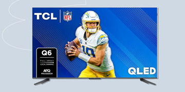 tcl q6 television featuring an nfl player in action