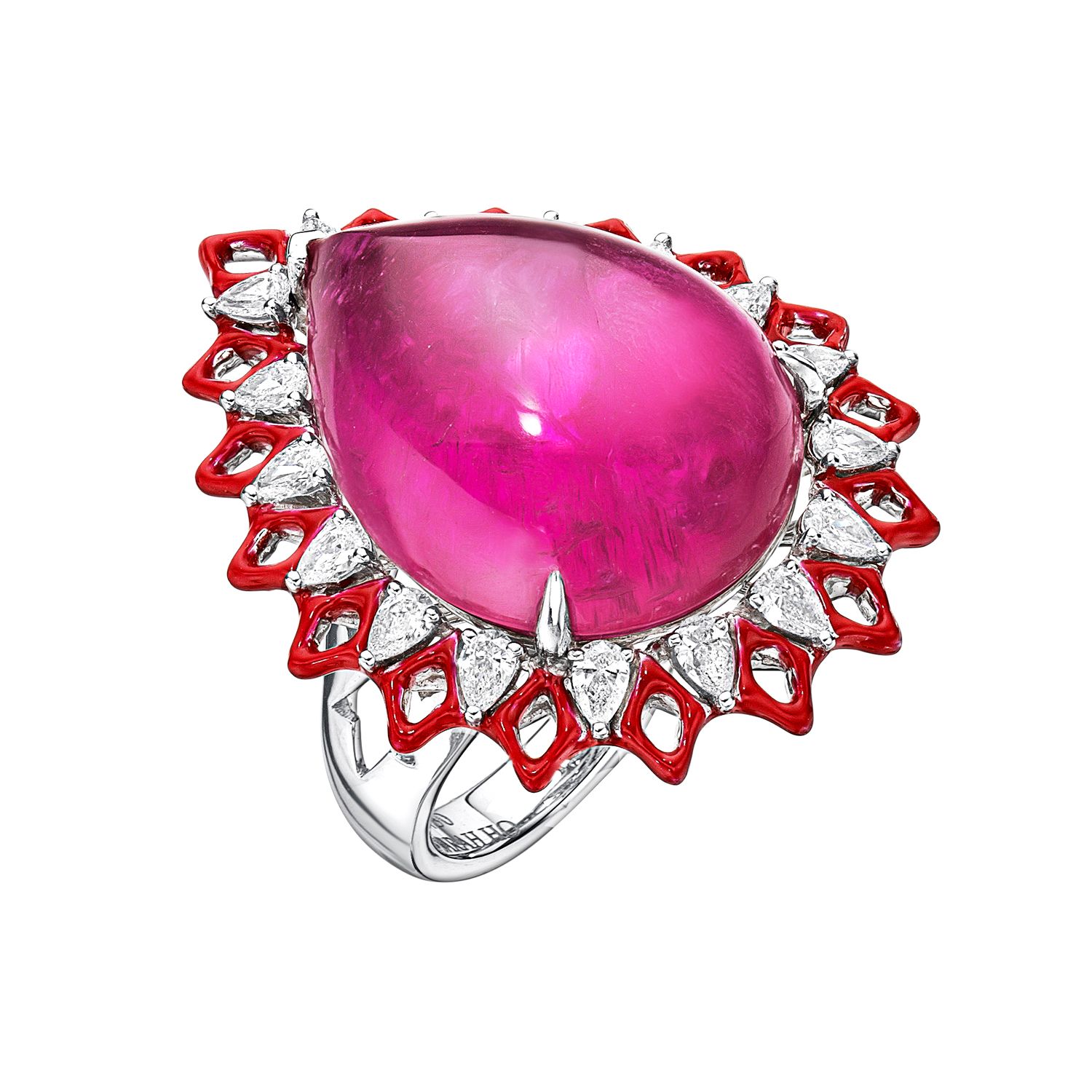 Jewellery, Gemstone, Ring, Ruby, Fashion accessory, Body jewelry, Pink, Magenta, Engagement ring, Silver, 