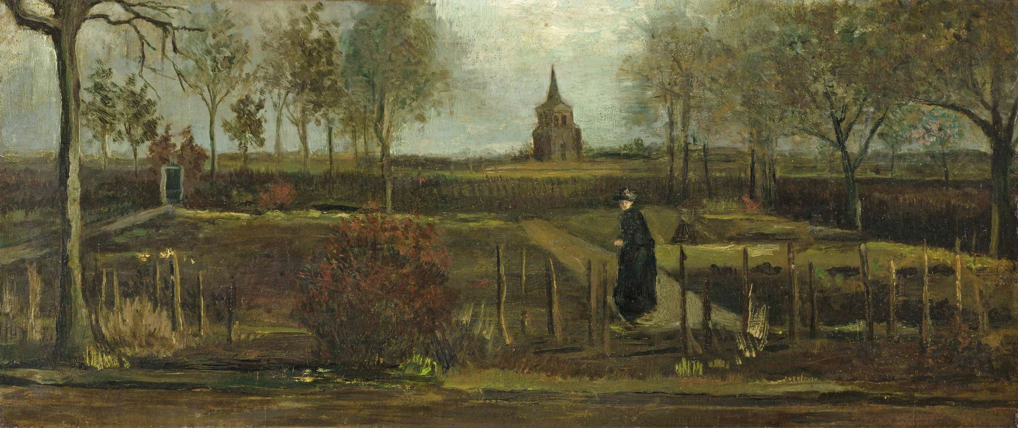 van gogh's the parsonage garden at nuenen in spring , stolen from singer laren museum in the netherlands during  a covid19 closure in 2020