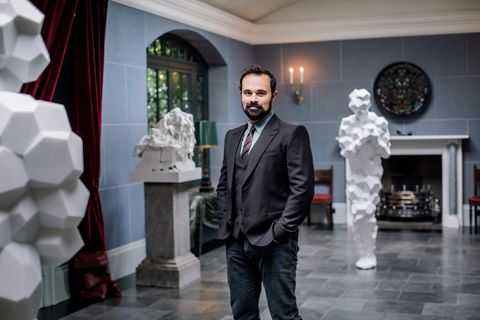 evgeny lebedev with sculptures at stud house