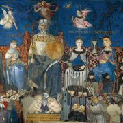 lorenzetti's  masterpiece "the allegory" in siena