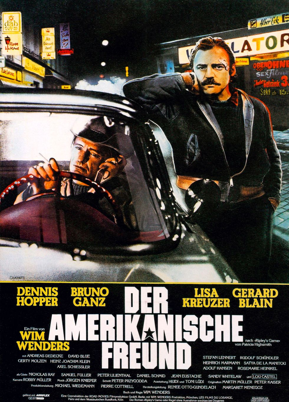 the american friend, poster, aka der amerikanische freund, dennis hopper, bruno ganz, 1977 photo by lmpc via getty images