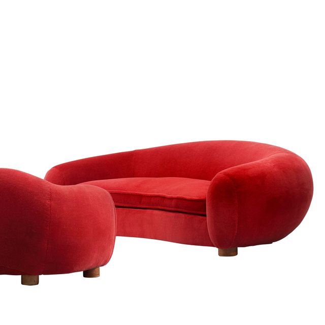 polar bear sofa, midcentury design, furniture, couch, design, interior design, Jean Royere, Jennifer Anniston, Kanye West