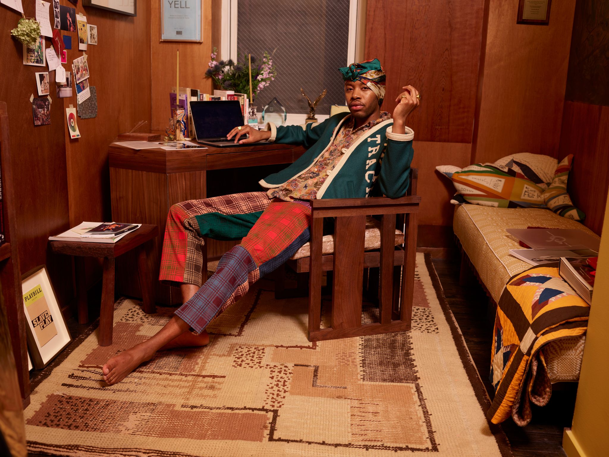 jeremy o harris by mickalene thomas for town and country magazine