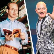 Jeff Bezos in 1987 and in 2020
