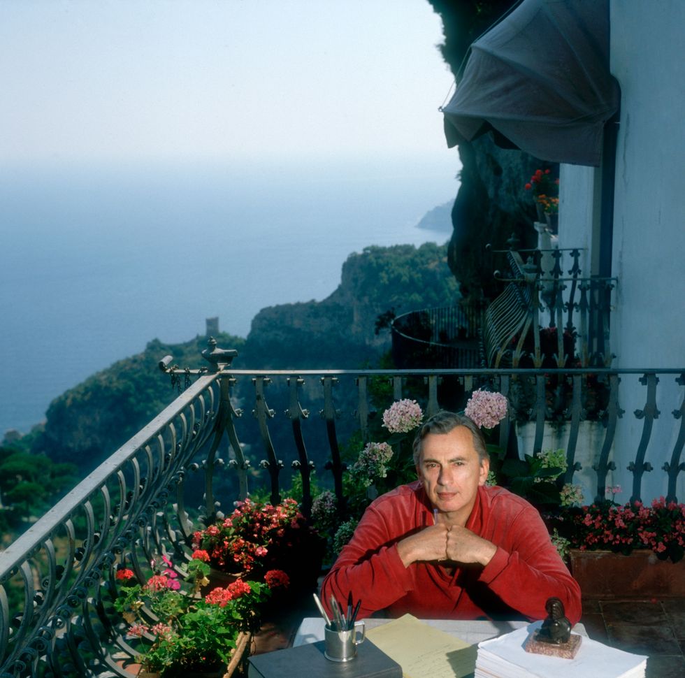 gore vidal on the balcony of his house on the amalfi coast