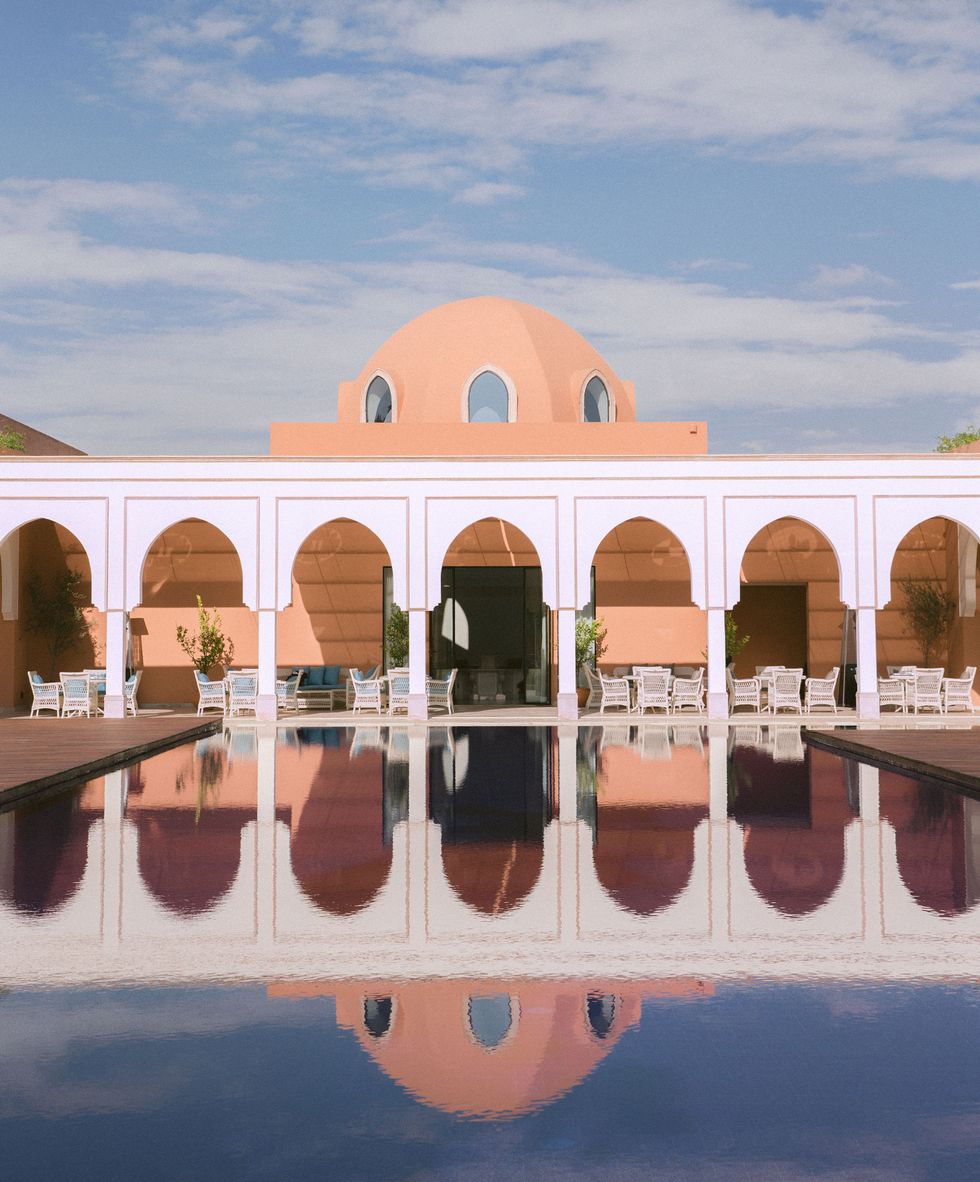 restaurant azur, overlooking the main swimming pool at the oberoi, marrakech