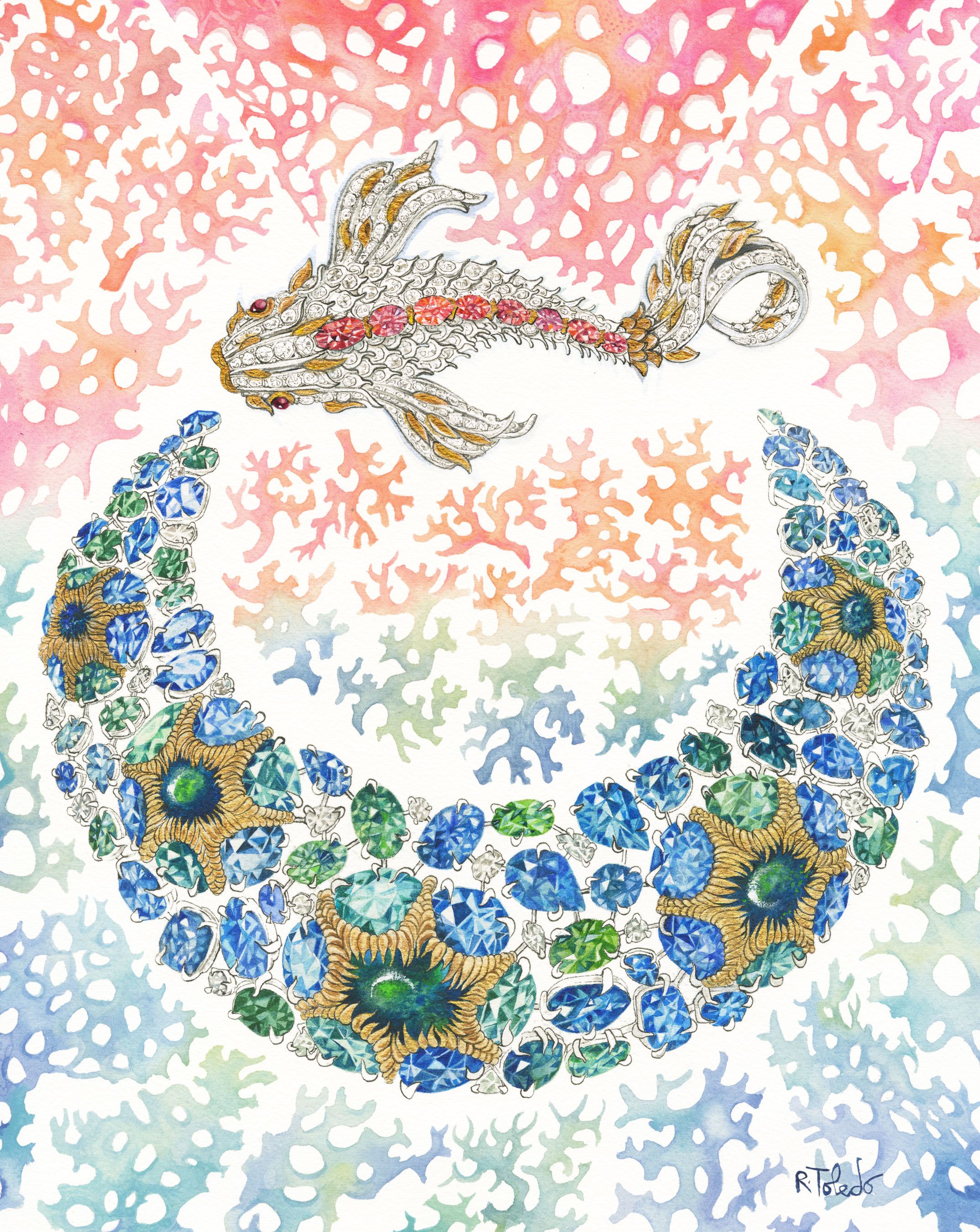Louis Comfort Tiffany  Gold, Opal Demantoid Garnet and Colored