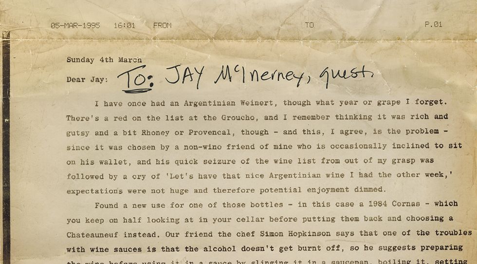 letter to jay mcinerney