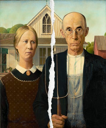 american gothic, 1930 found in the collection of the art institute of chicago artist wood, grant 1891 1942 photo by fine art imagesheritage images via getty images