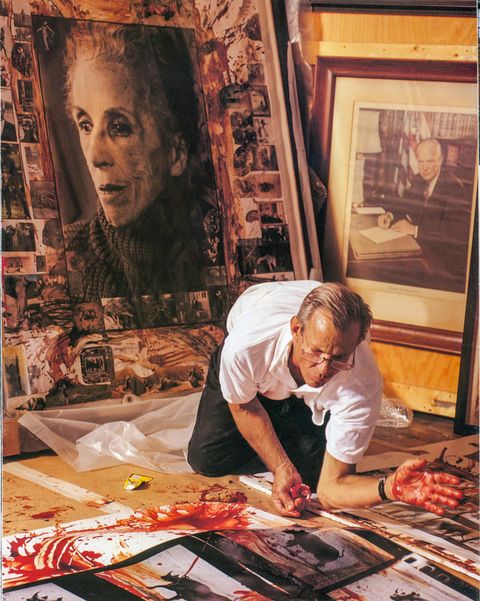 artist peter beard photographed for avenue magazine in 1990 working in his studio in new york city published image photo by bette marshallcontour ra by getty images