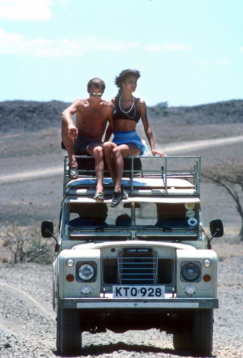 beard atop a land rover near lake rudolph with maureen gallagher