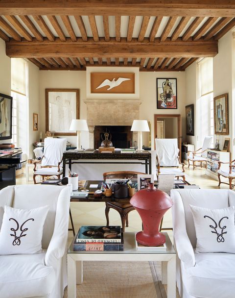 alberto giacometti’s plaster albatros hangs above the fireplace in the grand salon
