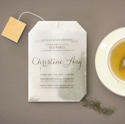tea party ideas tea bag invitations