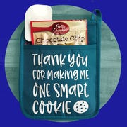 This is an image teacher gift idea oven mitt with cookie mix
