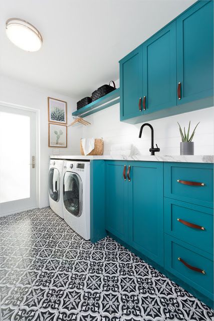 teal laundry room