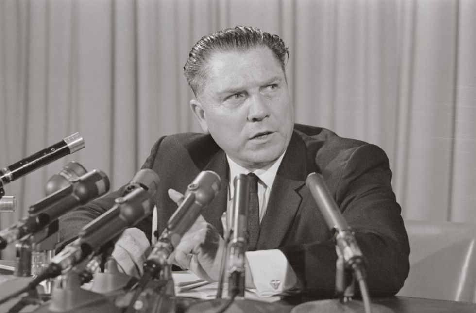 Jimmy Hoffa Speaking at Press Conference