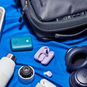 lg air purifier, nimble battery pack, incase backpack, jabra earbuds, airpods case, soundcore headphones, larq water bottle