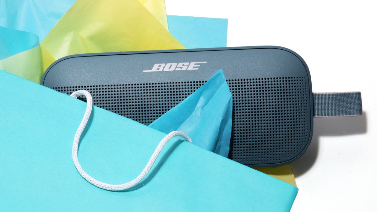blue bose speaker in gift bag