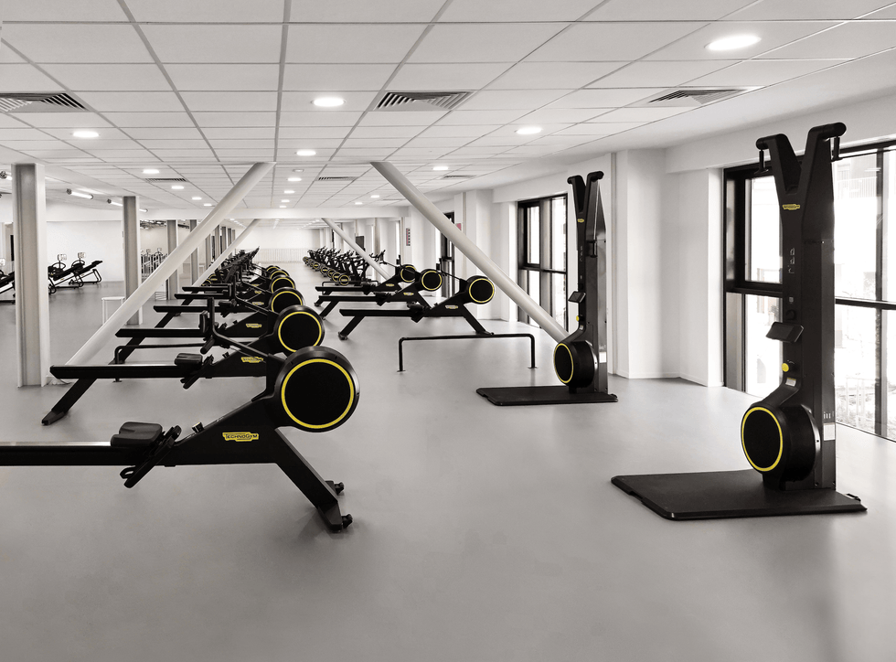 a gym with exercise equipment