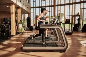 a person exercising on a treadmill