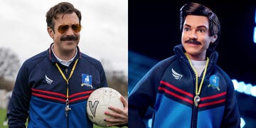 a man holding a football and a man holding a football