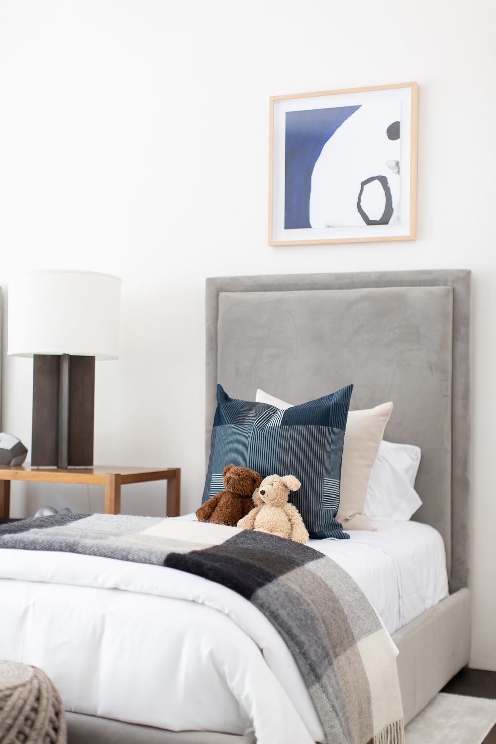blue and gray teen bedroom