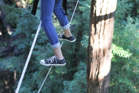 Teenage Girl On Ropes Course