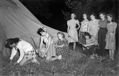 High school age girls at camp, ca. 1946