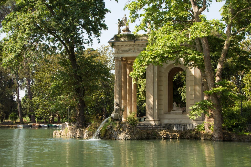 temple of asclepius tempio di esculapio at villa borghese park rome, italy