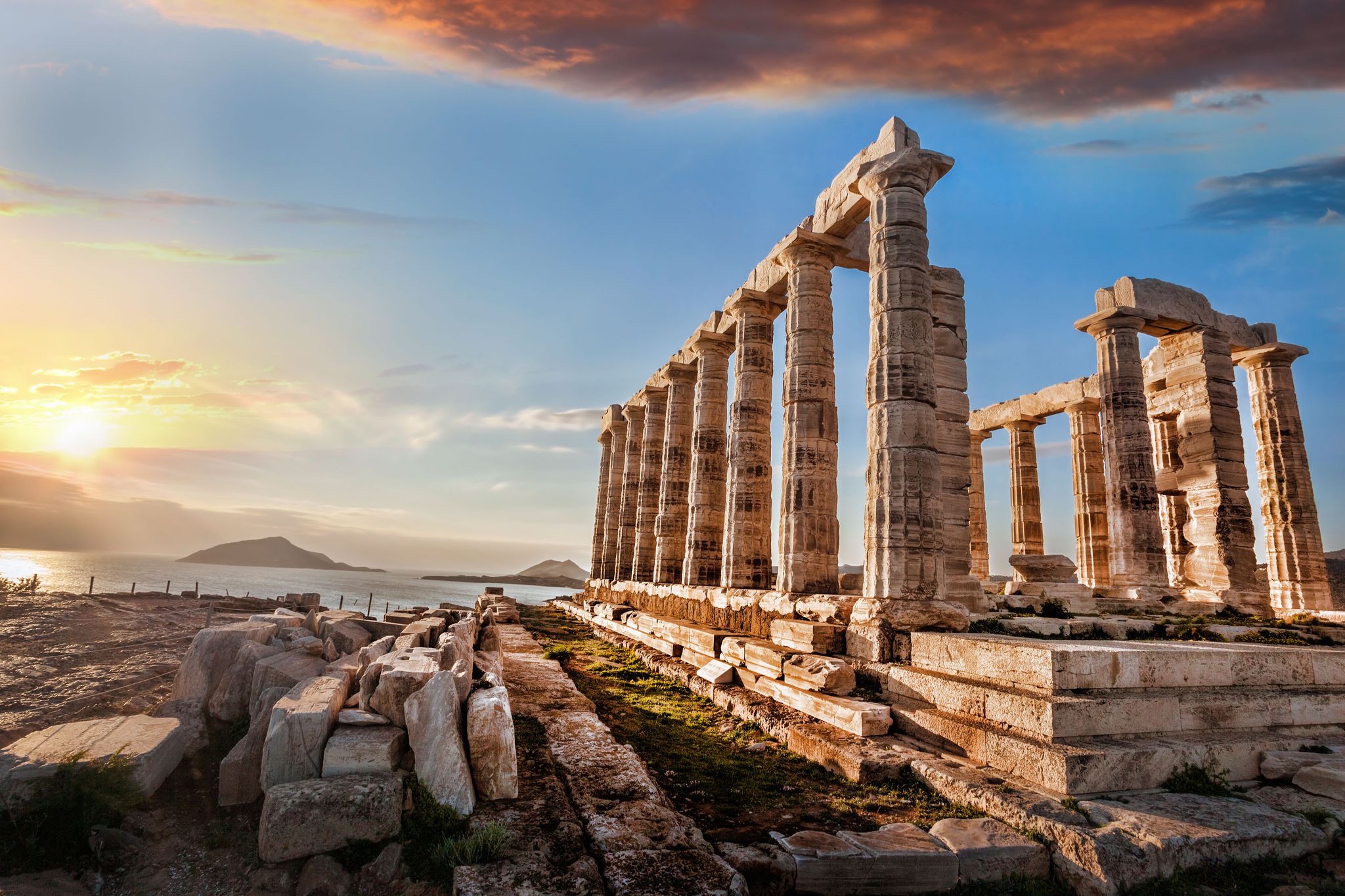 Greek temple Poseidon, Cape Sounion in Greece