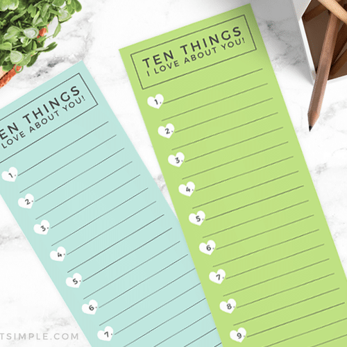ten things i love printable fathers day card