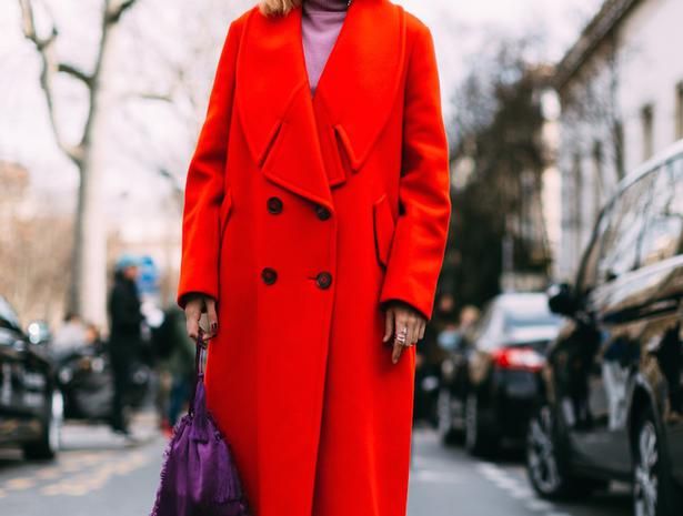 Clothing, Coat, Street fashion, Trench coat, Red, Overcoat, Fashion, Outerwear, Orange, Pink, 